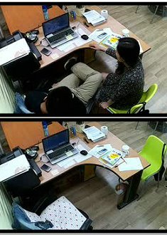 公司摄像头破解偸拍下班后经理与碎花连衣裙文员用电脑看黄片一起研究性爱动作在办公桌前打一炮